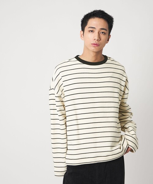 CITEN（シテン）の「＜CITEN＞ボーダーリンガースウェット（スウェット・メンズ・ブラック/ライトグレー・M/L）」の2枚目の写真