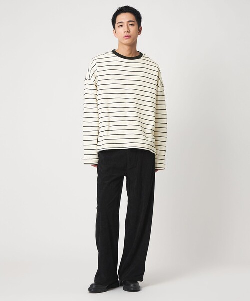 CITEN（シテン）の「＜CITEN＞ボーダーリンガースウェット（スウェット・メンズ・ブラック/ライトグレー・M/L）」の4枚目の写真