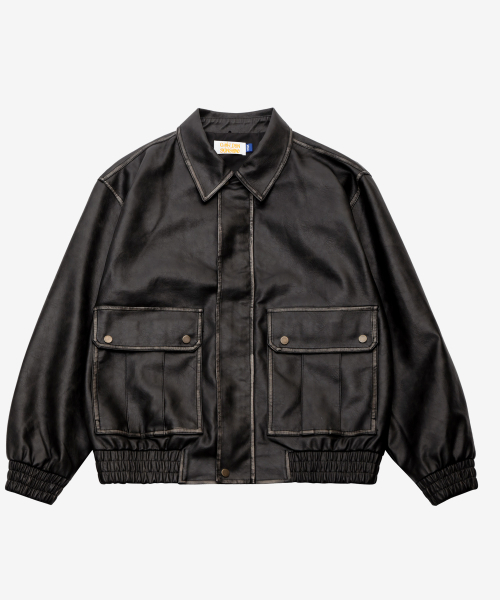 GOLDEN SNSHINE（ゴールデン サンシャイン）の「Washed leather bomber jacket_Black（ライダースジャケット・レディース・その他・SMALL/MEDIUM/LARGE）」の3枚目の写真