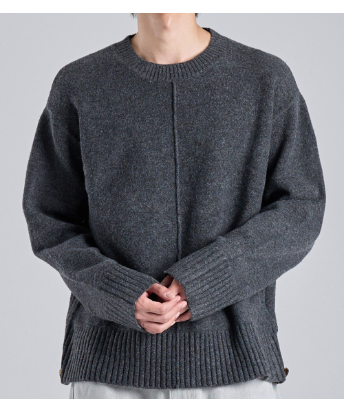 BUTTON SEOUL（ボタンソウル）の「センターピンタックポイントニット（チャコール）（ニット/セーター・メンズ・その他・MEDIUM/LARGE/X-LARGE）」の7枚目の写真