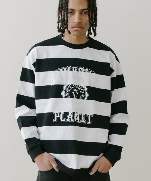 VASTIC(バスティック)の「ニューファウンドボールドストライプロングスリーブ_ブラック / ホワイト(Tシャツ/カットソー・メンズ・その他・LARGE/MEDIUM)」の1枚目の写真