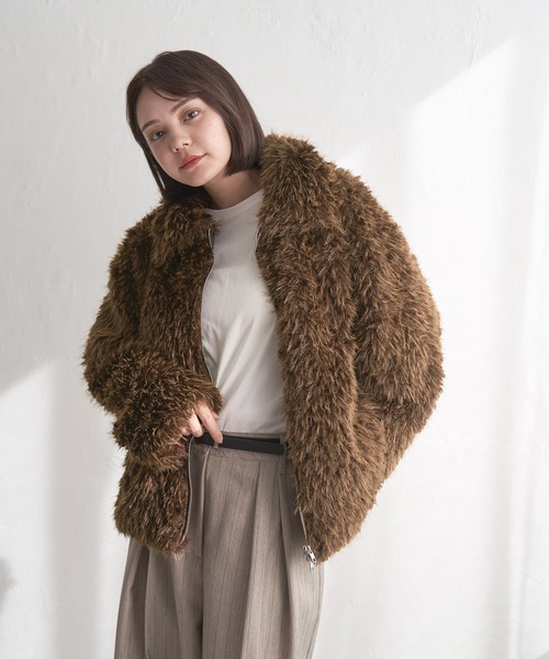 notch.(ノッチ)の「フェイクファーショートジャケット(その他アウター・レディース・アイボリー/グレー/ブラウン・M)」の13枚目の写真