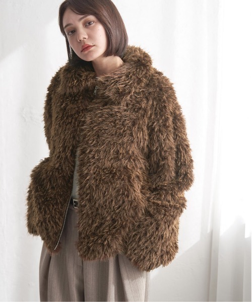 notch.(ノッチ)の「フェイクファーショートジャケット(その他アウター・レディース・アイボリー/グレー/ブラウン・M)」の10枚目の写真