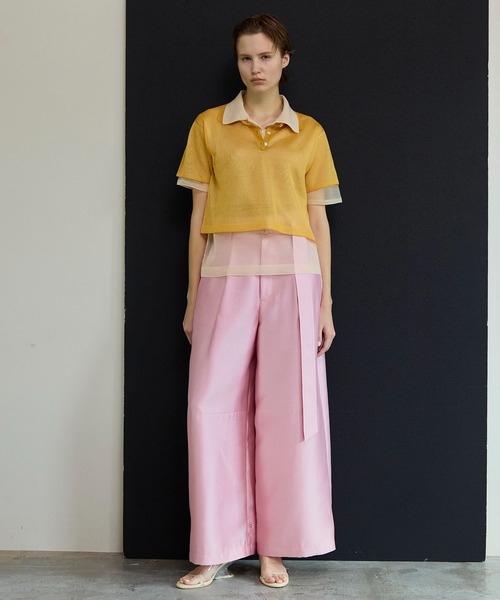 MAISON SPECIAL(メゾンスペシャル)の「Flight Satin Wide Pants/フライトサテンワイドパンツ(その他パンツ・レディース・グリーン/ピンク/ブラック・38/36)」の5枚目の写真