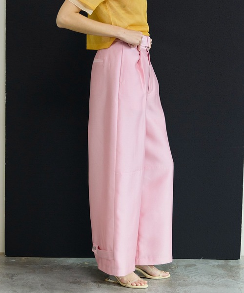 MAISON SPECIAL(メゾンスペシャル)の「Flight Satin Wide Pants/フライトサテンワイドパンツ(その他パンツ・レディース・グリーン/ピンク/ブラック・38/36)」の8枚目の写真