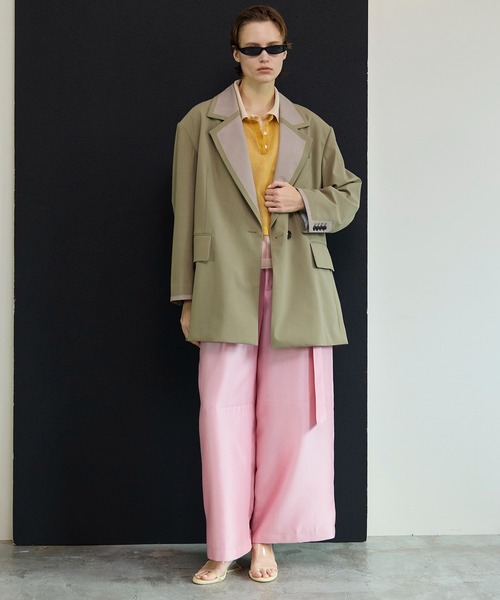 MAISON SPECIAL(メゾンスペシャル)の「Flight Satin Wide Pants/フライトサテンワイドパンツ(その他パンツ・レディース・グリーン/ピンク/ブラック・38/36)」の10枚目の写真
