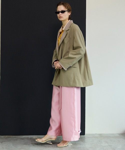 MAISON SPECIAL(メゾンスペシャル)の「Flight Satin Wide Pants/フライトサテンワイドパンツ(その他パンツ・レディース・グリーン/ピンク/ブラック・38/36)」の11枚目の写真