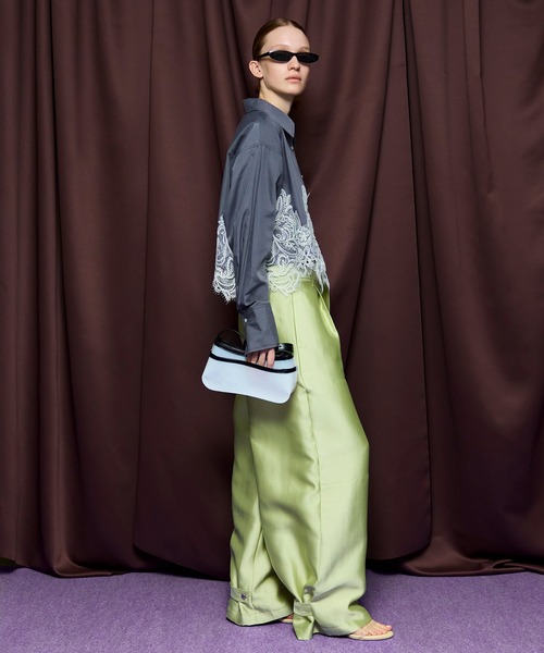 MAISON SPECIAL(メゾンスペシャル)の「Flight Satin Wide Pants/フライトサテンワイドパンツ(その他パンツ・レディース・グリーン/ピンク/ブラック・38/36)」の15枚目の写真