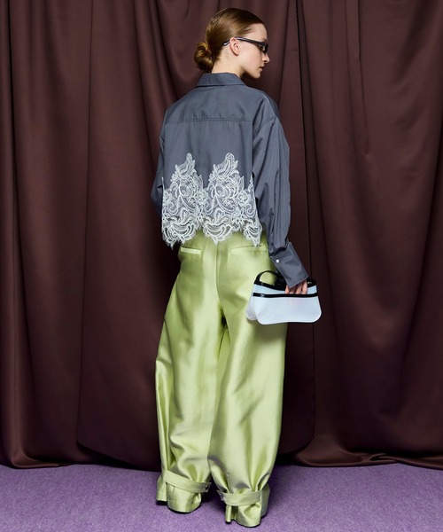 MAISON SPECIAL(メゾンスペシャル)の「Flight Satin Wide Pants/フライトサテンワイドパンツ(その他パンツ・レディース・グリーン/ピンク/ブラック・38/36)」の16枚目の写真
