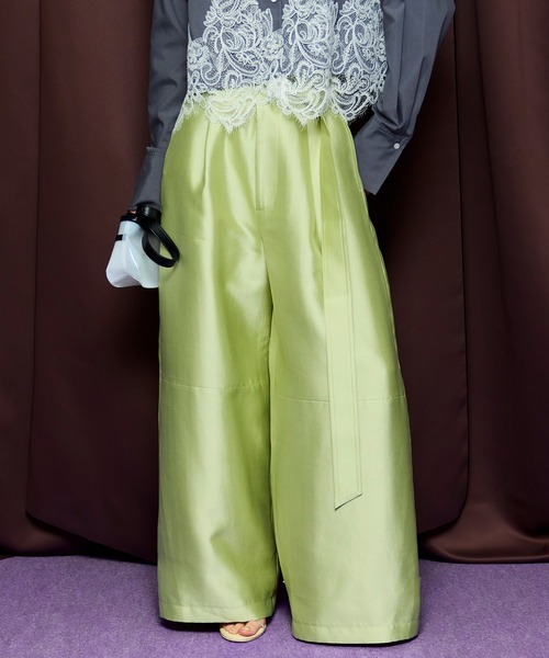 MAISON SPECIAL(メゾンスペシャル)の「Flight Satin Wide Pants/フライトサテンワイドパンツ(その他パンツ・レディース・グリーン/ピンク/ブラック・38/36)」の20枚目の写真