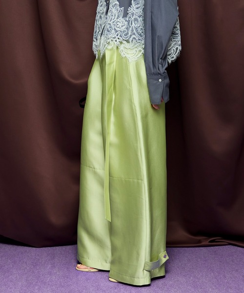 MAISON SPECIAL(メゾンスペシャル)の「Flight Satin Wide Pants/フライトサテンワイドパンツ(その他パンツ・レディース・グリーン/ピンク/ブラック・38/36)」の21枚目の写真