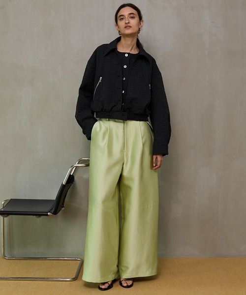 MAISON SPECIAL(メゾンスペシャル)の「Flight Satin Wide Pants/フライトサテンワイドパンツ(その他パンツ・レディース・グリーン/ピンク/ブラック・38/36)」の22枚目の写真