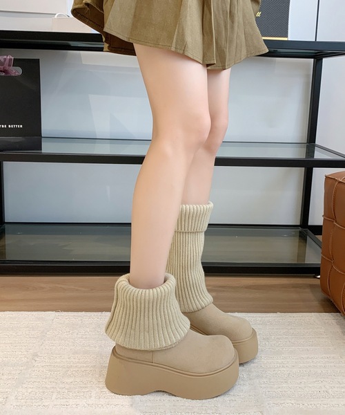 Lace Ladies(レースレディース)の「ソフト リブ 厚底 ロング ブーツ(ブーツ・レディース・グレー/グレイッシュベージュ/ベージュ・22.5cm/23cm/23.5cm/24cm/25cm/24.5cm)」の17枚目の写真