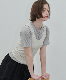 320SHOWROOM（320ショールーム）の「Raie Back Label Sleeveless Oatmeal（Tシャツ/カットソー）」