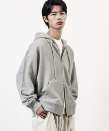 WHOLOVESART（フーラブズアート）の「セミクロップリラックスフードジップアップメランジグレー（パーカー）」