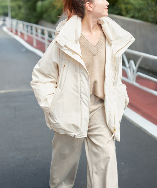 Spick & Span(スピックアンドスパン)の「《追加》2WAY撥水ダウンハーフコート(ダウンジャケット/コート・レディース・ブラウン系その他/ホワイト/ブラック/マルチ・38/36/34)」の1枚目の写真