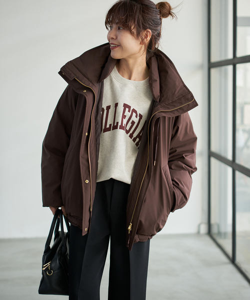 Spick & Span(スピックアンドスパン)の「《追加》2WAY撥水ダウンハーフコート(ダウンジャケット/コート・レディース・ブラウン系その他/ホワイト/ブラック/マルチ・38/36/34)」の9枚目の写真