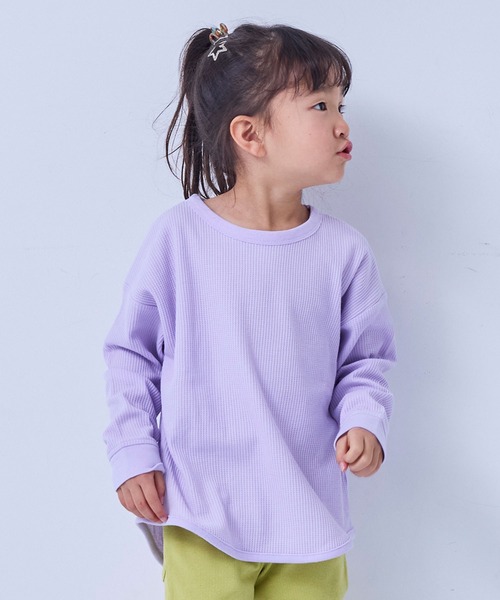 Life Support Products（ライフサポートプロダクツ）の「【26年春夏新色】ワッフルロンT（Tシャツ/カットソー・キッズ・オフホワイト/ブルー/ライトブラウン/グレー系その他/ブラック/ホワイト系その他2/杢グレー/ホワイト系その他/ピンク/グリーン/ライトグリーン/ブルー系その他/イエロー/ラベンダー・100/95/90/80/140/130/120/110/150）」の12枚目の写真