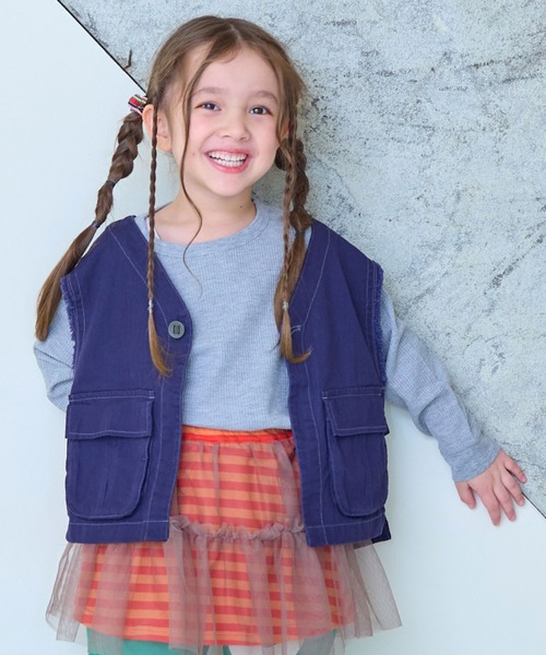 Life Support Products（ライフサポートプロダクツ）の「【26年春夏新色】ワッフルロンT（Tシャツ/カットソー・キッズ・オフホワイト/ブルー/ライトブラウン/グレー系その他/ブラック/ホワイト系その他2/杢グレー/ホワイト系その他/ピンク/グリーン/ライトグリーン/ブルー系その他/イエロー/ラベンダー・100/95/90/80/140/130/120/110/150）」の5枚目の写真