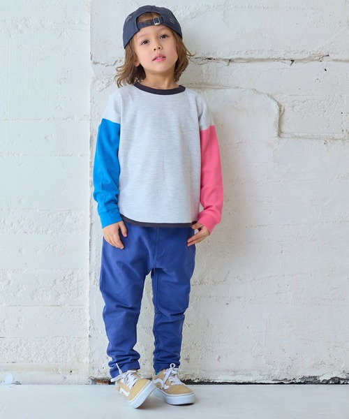 Life Support Products（ライフサポートプロダクツ）の「【26年春夏新色】ワッフルロンT（Tシャツ/カットソー・キッズ・オフホワイト/ブルー/ライトブラウン/グレー系その他/ブラック/ホワイト系その他2/杢グレー/ホワイト系その他/ピンク/グリーン/ライトグリーン/ブルー系その他/イエロー/ラベンダー・100/95/90/80/140/130/120/110/150）」の21枚目の写真