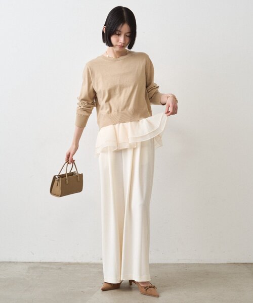 LOUNGEDRESS（ラウンジドレス）の「ペプラムニットカーデ（カーディガン/ボレロ・レディース・ブラック/ベージュ・FREE）」の5枚目の写真