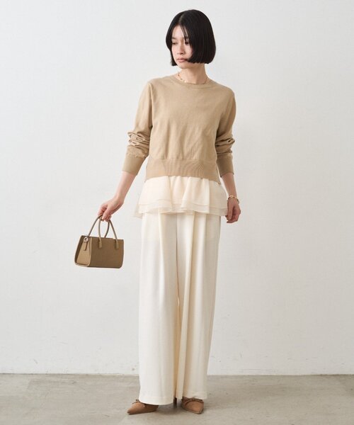 LOUNGEDRESS（ラウンジドレス）の「ペプラムニットカーデ（カーディガン/ボレロ・レディース・ブラック/ベージュ・FREE）」の6枚目の写真