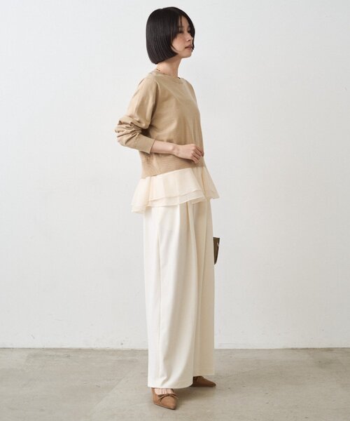 LOUNGEDRESS（ラウンジドレス）の「ペプラムニットカーデ（カーディガン/ボレロ・レディース・ブラック/ベージュ・FREE）」の9枚目の写真