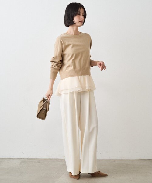 LOUNGEDRESS（ラウンジドレス）の「ペプラムニットカーデ（カーディガン/ボレロ・レディース・ブラック/ベージュ・FREE）」の10枚目の写真