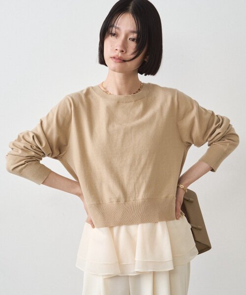 LOUNGEDRESS（ラウンジドレス）の「ペプラムニットカーデ（カーディガン/ボレロ・レディース・ブラック/ベージュ・FREE）」の12枚目の写真