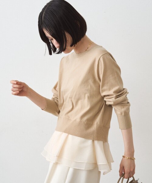 LOUNGEDRESS（ラウンジドレス）の「ペプラムニットカーデ（カーディガン/ボレロ・レディース・ブラック/ベージュ・FREE）」の13枚目の写真