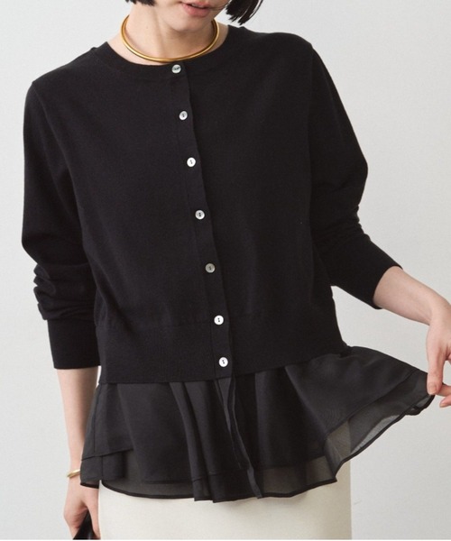 LOUNGEDRESS（ラウンジドレス）の「ペプラムニットカーデ（カーディガン/ボレロ・レディース・ブラック/ベージュ・FREE）」の2枚目の写真