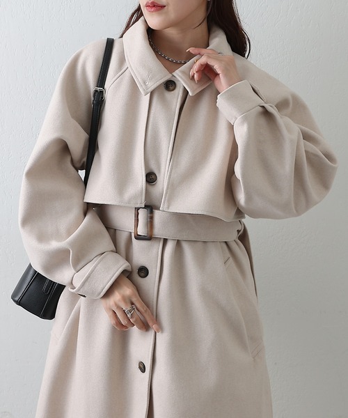 COLONY 2139（コロニートゥーワンスリーナイン）の「2WAYカラーシングルロングコート（ステンカラーコート・レディース・ブラック/アイボリー/ブラウン/チャコールグレー・FREE）」の2枚目の写真