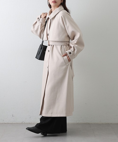 COLONY 2139（コロニートゥーワンスリーナイン）の「2WAYカラーシングルロングコート（ステンカラーコート・レディース・ブラック/アイボリー/ブラウン/チャコールグレー・FREE）」の10枚目の写真