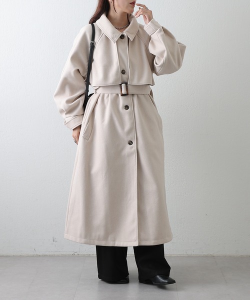 COLONY 2139（コロニートゥーワンスリーナイン）の「2WAYカラーシングルロングコート（ステンカラーコート・レディース・ブラック/アイボリー/ブラウン/チャコールグレー・FREE）」の9枚目の写真