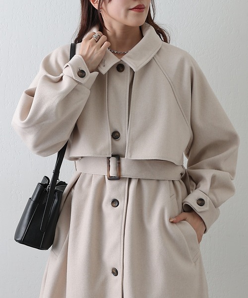 COLONY 2139（コロニートゥーワンスリーナイン）の「2WAYカラーシングルロングコート（ステンカラーコート・レディース・ブラック/アイボリー/ブラウン/チャコールグレー・FREE）」の5枚目の写真