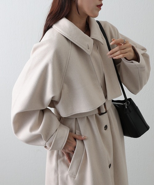 COLONY 2139（コロニートゥーワンスリーナイン）の「2WAYカラーシングルロングコート（ステンカラーコート・レディース・ブラック/アイボリー/ブラウン/チャコールグレー・FREE）」の8枚目の写真