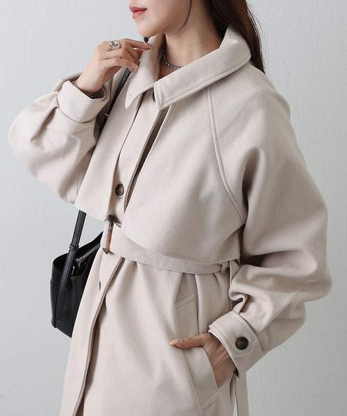 COLONY 2139（コロニートゥーワンスリーナイン）の「2WAYカラーシングルロングコート（ステンカラーコート・レディース・ブラック/アイボリー/ブラウン/チャコールグレー・FREE）」の6枚目の写真