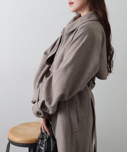 COLONY 2139（コロニートゥーワンスリーナイン）の「2WAYカラーシングルロングコート（ステンカラーコート・レディース・ブラック/アイボリー/ブラウン/チャコールグレー・FREE）」の19枚目の写真