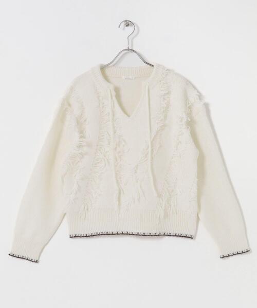 ITEMS URBANRESEARCH（アイテムズ アーバンリサーチ）の「デザインスキッパーニット（ニット/セーター・レディース・ネイビー/ホワイト・FREE）」の13枚目の写真