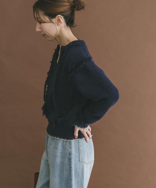 ITEMS URBANRESEARCH（アイテムズ アーバンリサーチ）の「デザインスキッパーニット（ニット/セーター・レディース・ネイビー/ホワイト・FREE）」の17枚目の写真