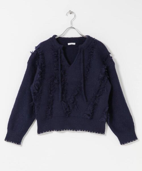ITEMS URBANRESEARCH（アイテムズ アーバンリサーチ）の「デザインスキッパーニット（ニット/セーター・レディース・ネイビー/ホワイト・FREE）」の20枚目の写真