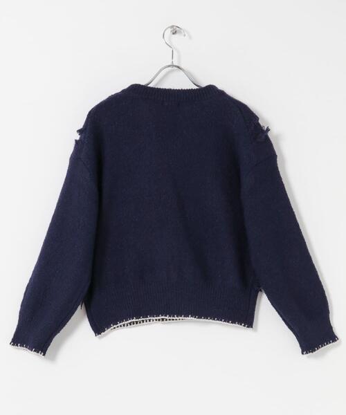 ITEMS URBANRESEARCH（アイテムズ アーバンリサーチ）の「デザインスキッパーニット（ニット/セーター・レディース・ネイビー/ホワイト・FREE）」の3枚目の写真