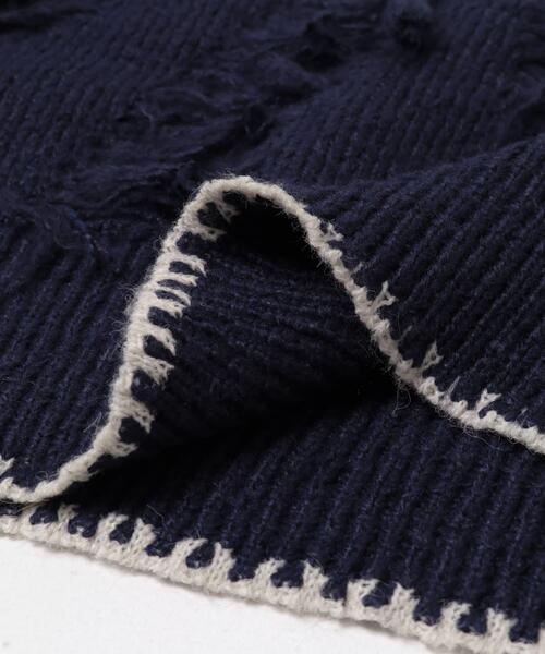 ITEMS URBANRESEARCH（アイテムズ アーバンリサーチ）の「デザインスキッパーニット（ニット/セーター・レディース・ネイビー/ホワイト・FREE）」の4枚目の写真