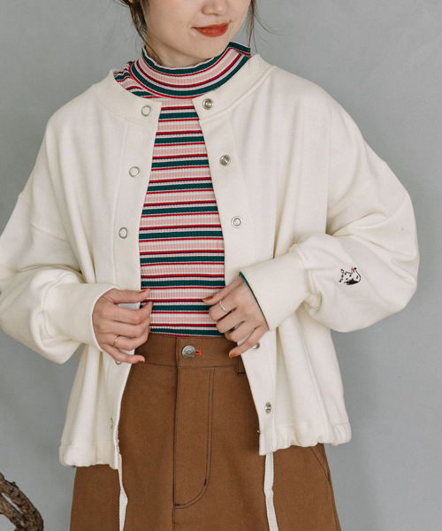 POU DOU DOU(プードゥドゥ)の「ドロストテール裏毛カーディガン(カーディガン/ボレロ・レディース・ダークグレー/ライトパープル/アイボリー・M)」の1枚目の写真