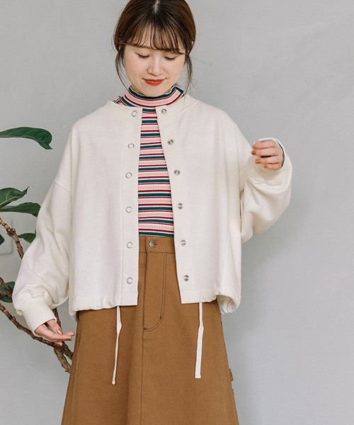 POU DOU DOU(プードゥドゥ)の「ドロストテール裏毛カーディガン(カーディガン/ボレロ・レディース・ダークグレー/ライトパープル/アイボリー・M)」の20枚目の写真