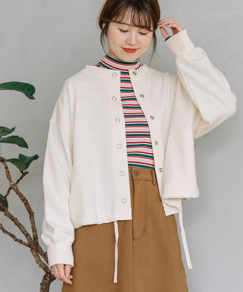 POU DOU DOU(プードゥドゥ)の「ドロストテール裏毛カーディガン(カーディガン/ボレロ・レディース・ダークグレー/ライトパープル/アイボリー・M)」の21枚目の写真