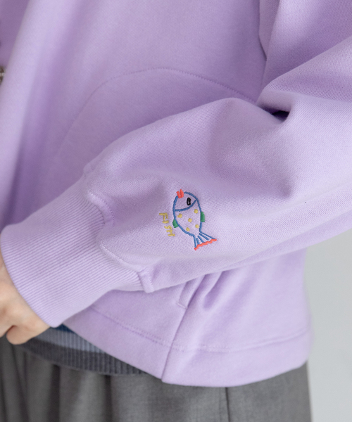 POU DOU DOU(プードゥドゥ)の「ドロストテール裏毛カーディガン(カーディガン/ボレロ・レディース・ダークグレー/ライトパープル/アイボリー・M)」の5枚目の写真