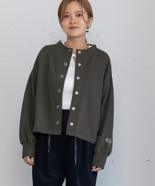 POU DOU DOU(プードゥドゥ)の「ドロストテール裏毛カーディガン(カーディガン/ボレロ・レディース・ダークグレー/ライトパープル/アイボリー・M)」の14枚目の写真