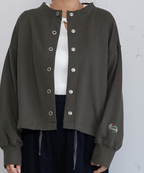 POU DOU DOU(プードゥドゥ)の「ドロストテール裏毛カーディガン(カーディガン/ボレロ・レディース・ダークグレー/ライトパープル/アイボリー・M)」の17枚目の写真