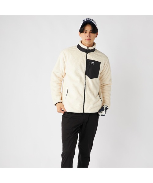FILA(フィラ)の「FILA フィラ シャギー フリース ジャケット ブルゾン(ブルゾン・メンズ・ブラック/オフホワイト/ネイビー・M/LL/L)」の5枚目の写真